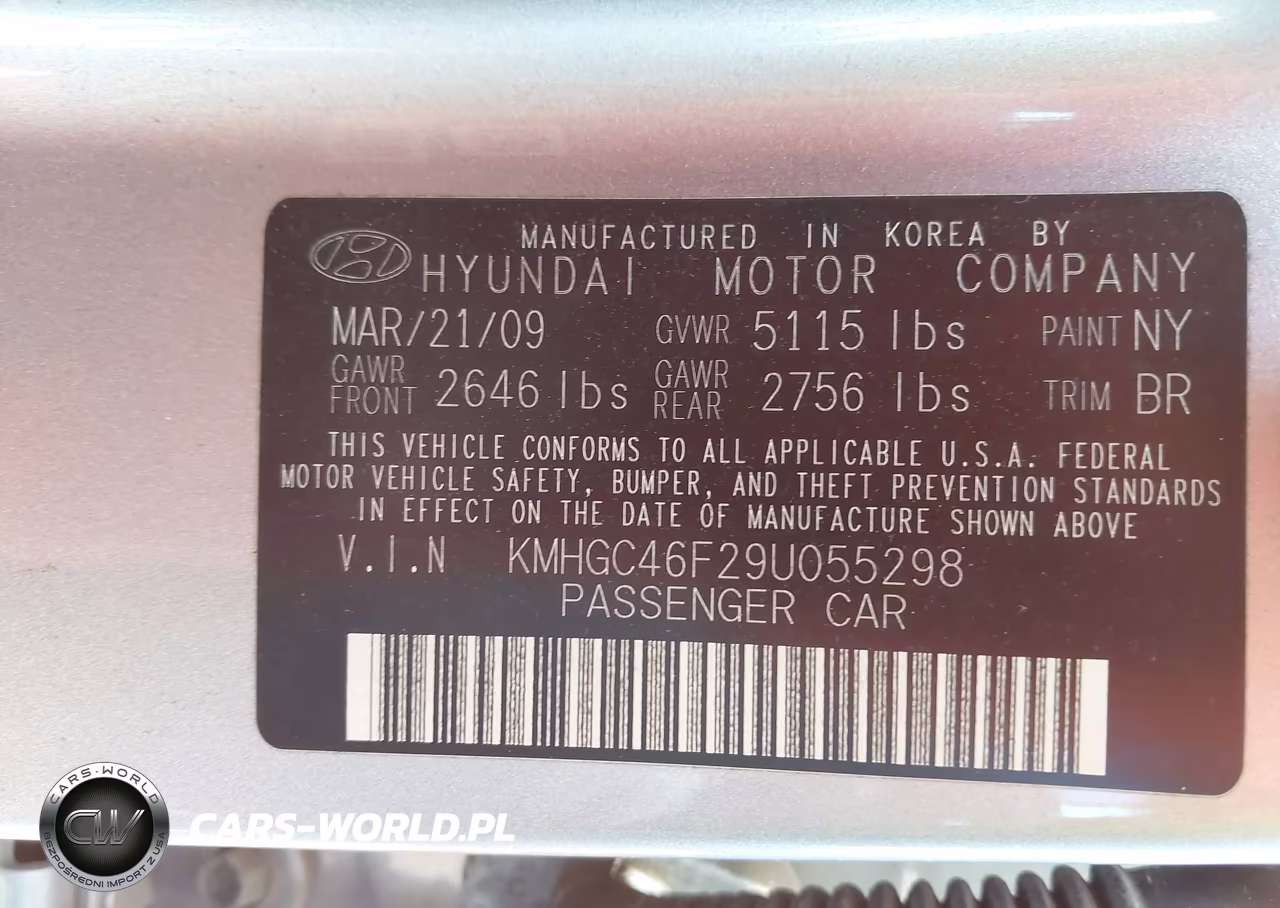 2009 Hyundai Genesis 4.6 VIN:KMHGC46F29U055298 - 9