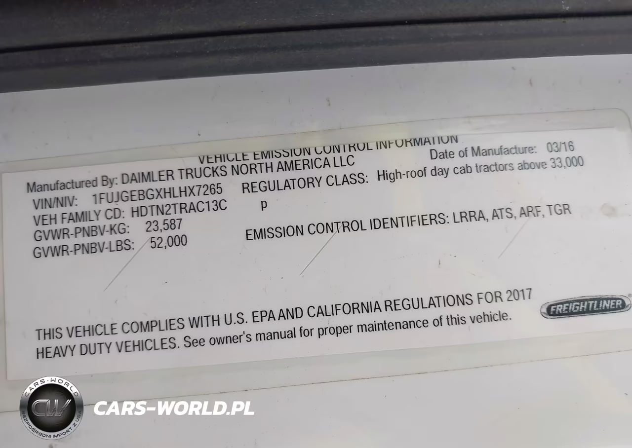 2017 Freightliner Cascadia 125 VIN:1FUJGEBGXHLHX7265 - 8