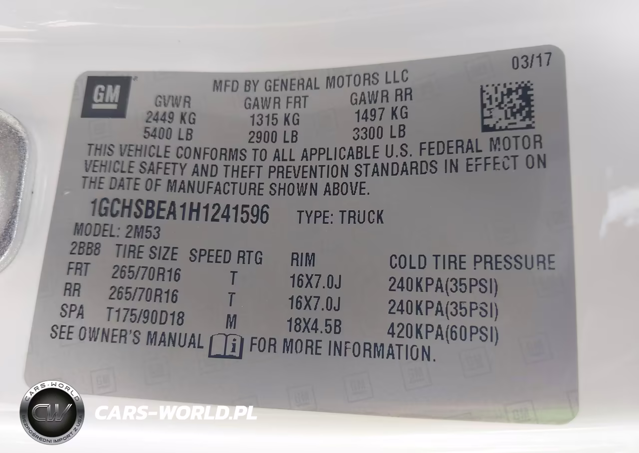 2017 Chevrolet Colorado 2Wd Wt VIN:1GCHSBEA1H1241596 - 9