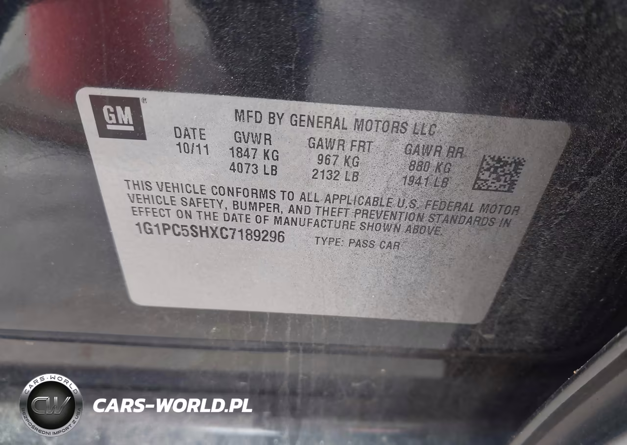 2012 Chevrolet Cruze Ls VIN:1G1PC5SHXC7189296 - 9