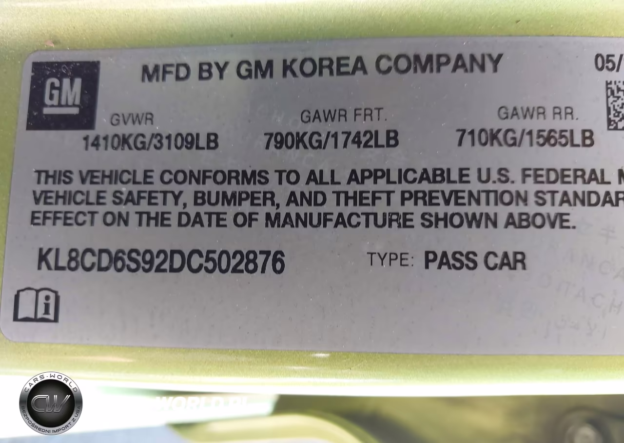 2013 Chevrolet Spark 1Lt Auto VIN:KL8CD6S92DC502876 - 9