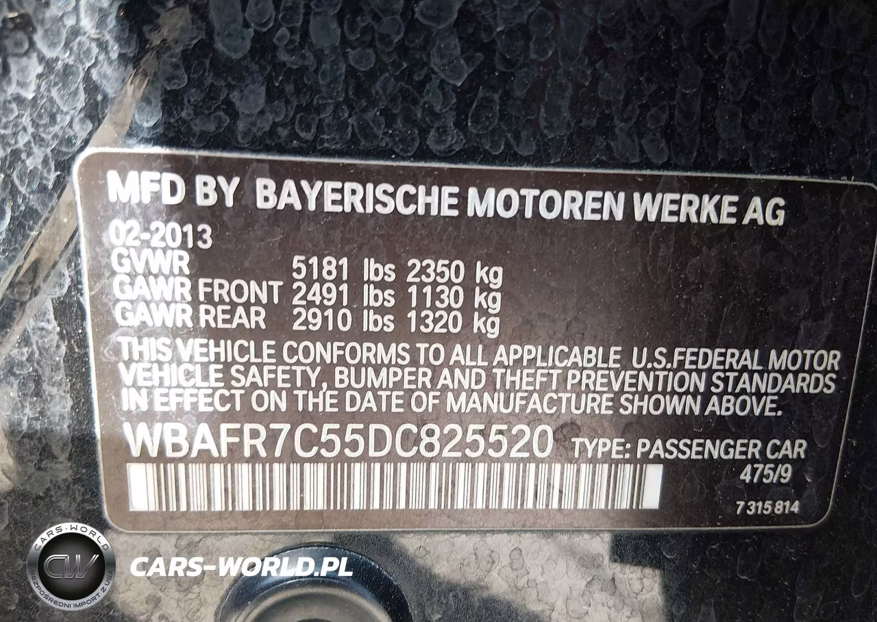 2013 BMW 535I VIN:WBAFR7C55DC825520 - 9