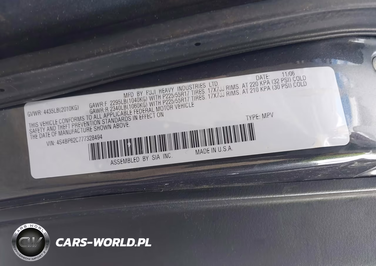 2007 Subaru Outback 2.5I Limited VIN:4S4BP62C777328494 - 9