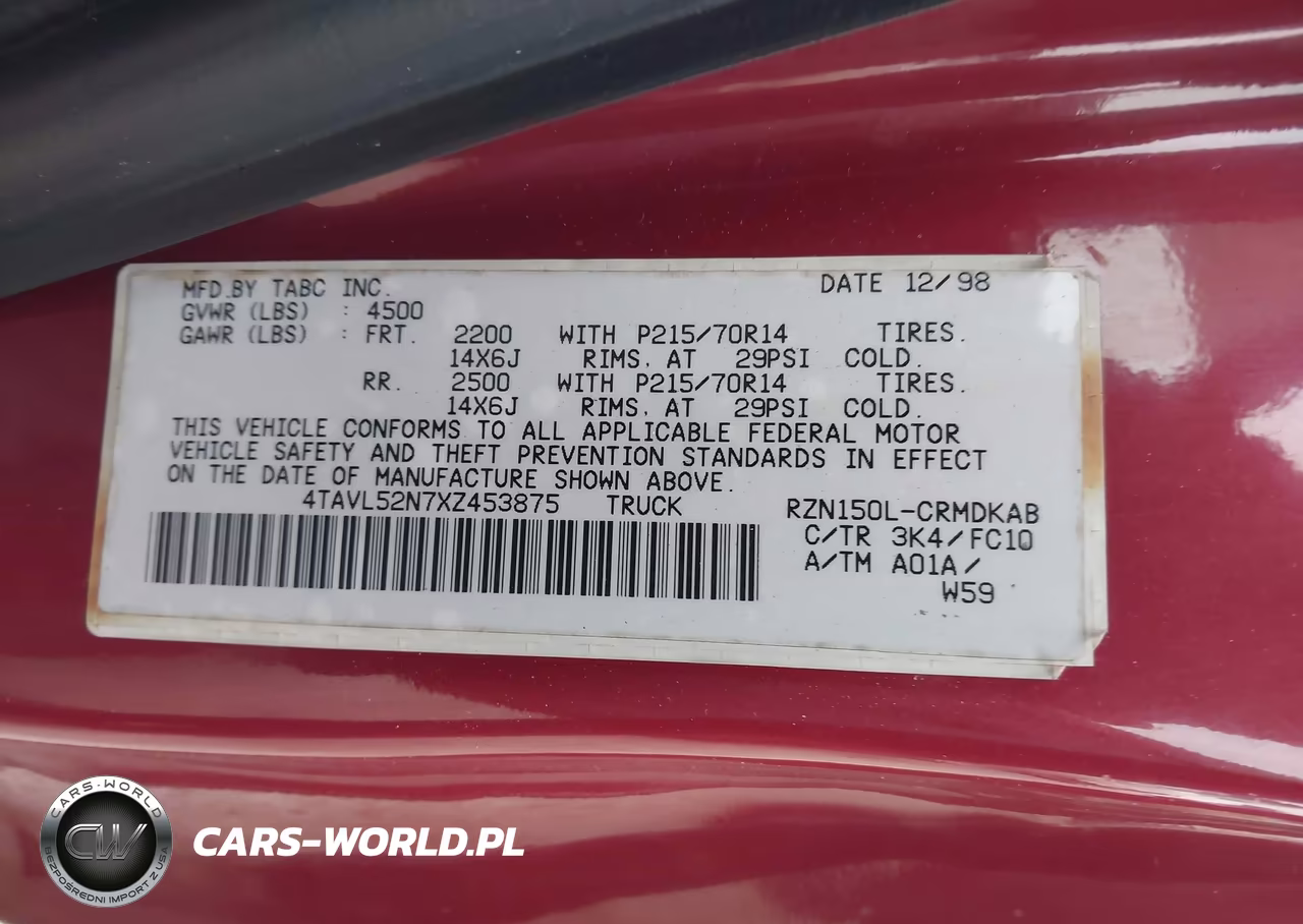 1999 Toyota Tacoma VIN:4TAVL52N7XZ453875 - 9