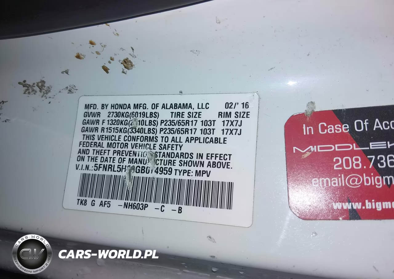 2016 Honda Odyssey Ex-L VIN:5FNRL5H68GB074959 - 9
