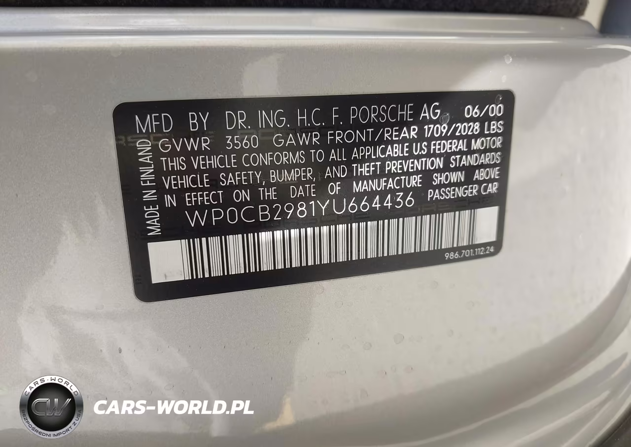 2000 Porsche Boxster S VIN:WP0CB2981YU664436 - 9