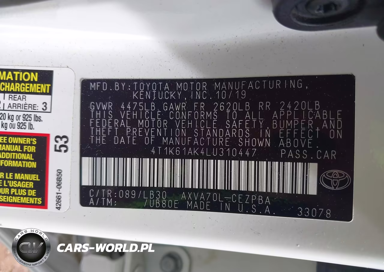 2020 Toyota Camry Xse VIN:4T1K61AK4LU310447 - 9
