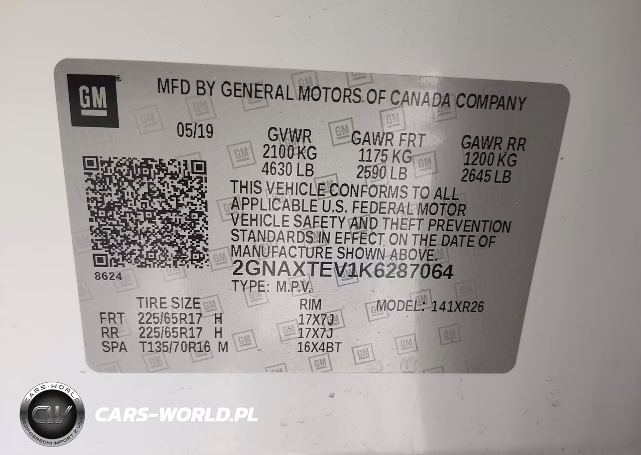 2019 Chevrolet Equinox Lt VIN:2GNAXTEV1K6287064 - 9