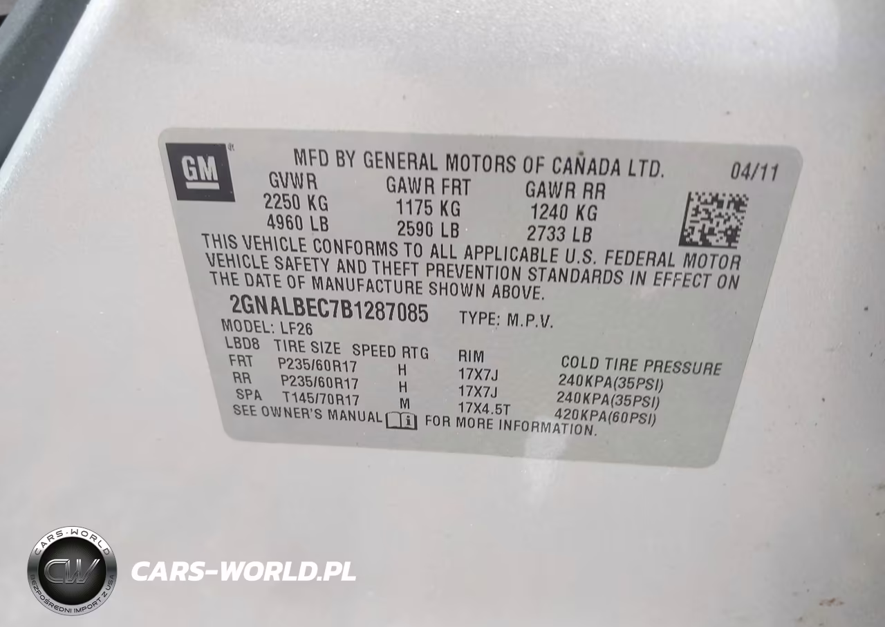 2011 Chevrolet Equinox Ls VIN:2GNALBEC7B1287085 - 9