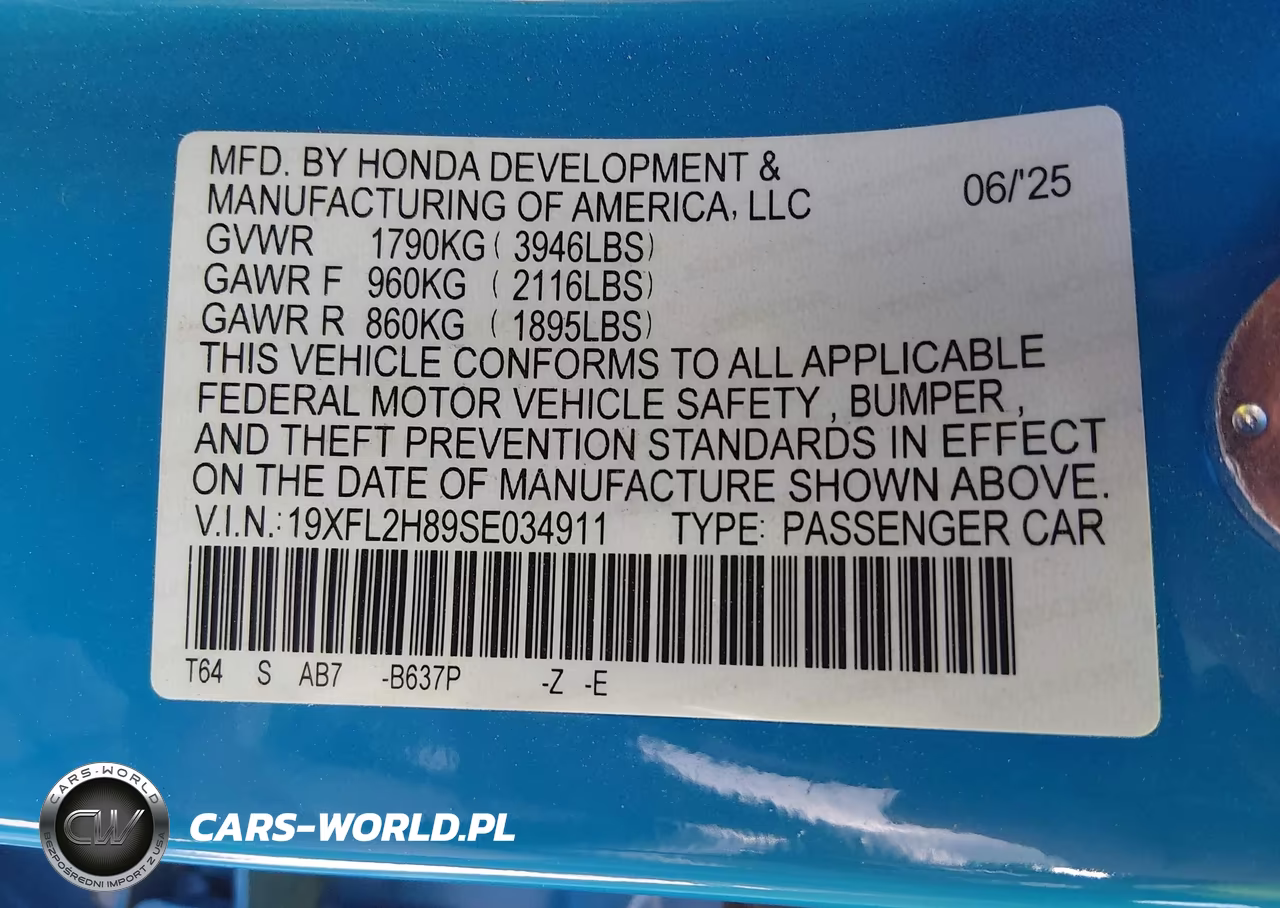 2025 Honda Civic Sedan Sport VIN:19XFL2H89SE034911 - 9