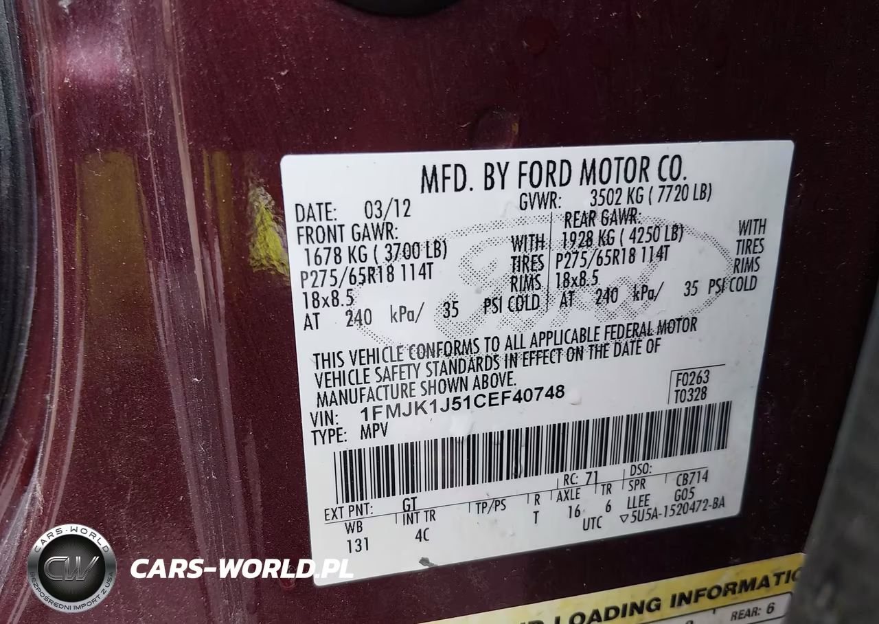 2012 Ford Expedition El Xlt VIN:1FMJK1J51CEF40748 - 9