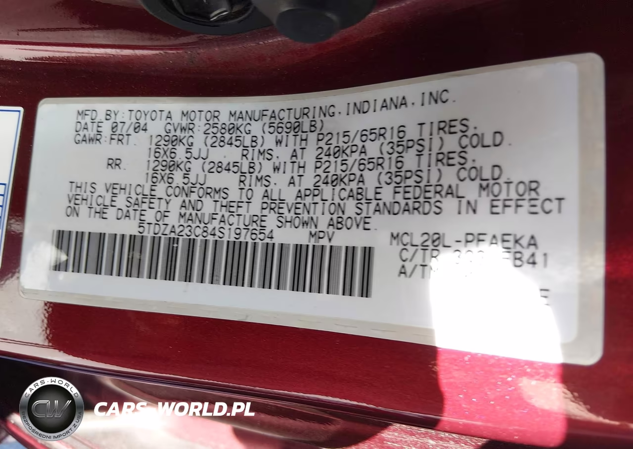 2004 Toyota Sienna Le VIN:5TDZA23C84S197654 - 9