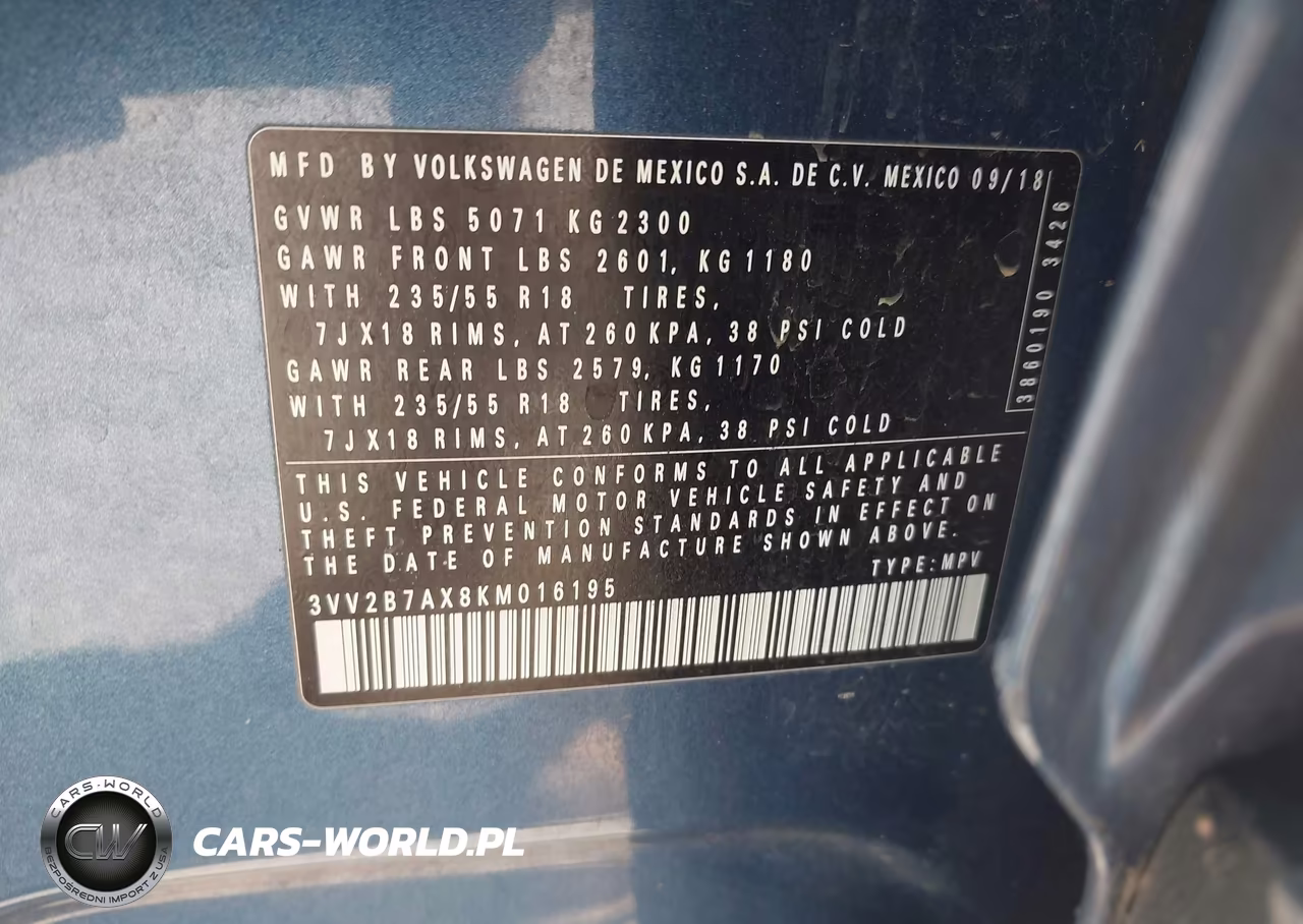 2019 Volkswagen Tiguan 2.0T Se-2.0T Sel-2.0T Sel R-Line-2.0T Sel R-Line Black VIN:3VV2B7AX8KM016195 - 9