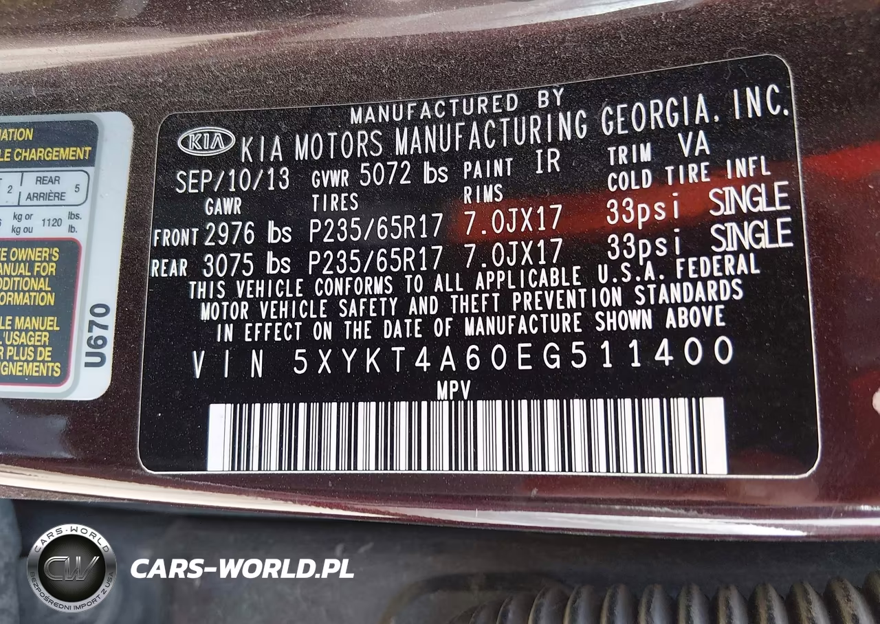 2014 Kia Sorento Lx VIN:5XYKT4A60EG511400 - 9