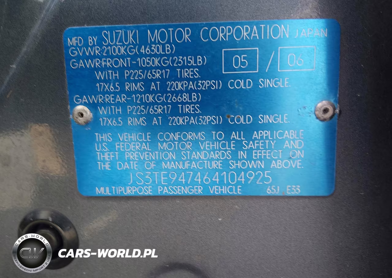 2006 Suzuki Grand Vitara Luxury VIN:JS3TE947464104925 - 9