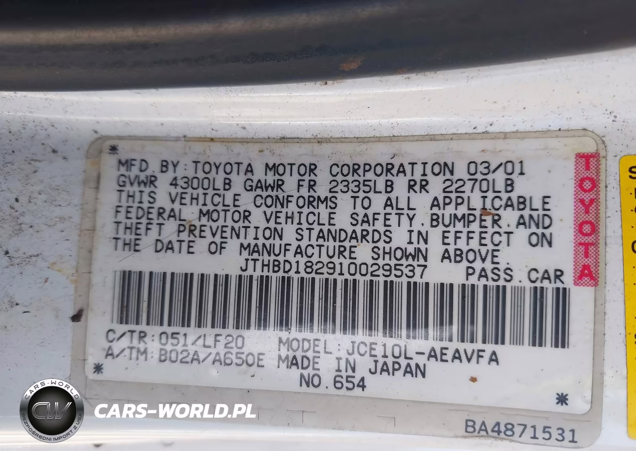 2001 Lexus Is 300 VIN:JTHBD182910029537 - 9