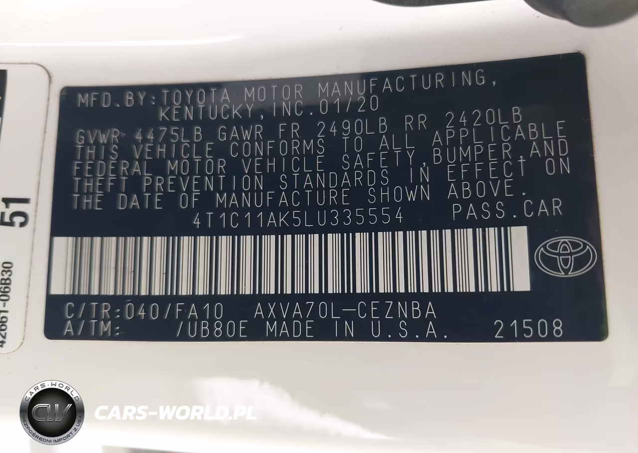 2020 Toyota Camry Le VIN:4T1C11AK5LU335554 - 9