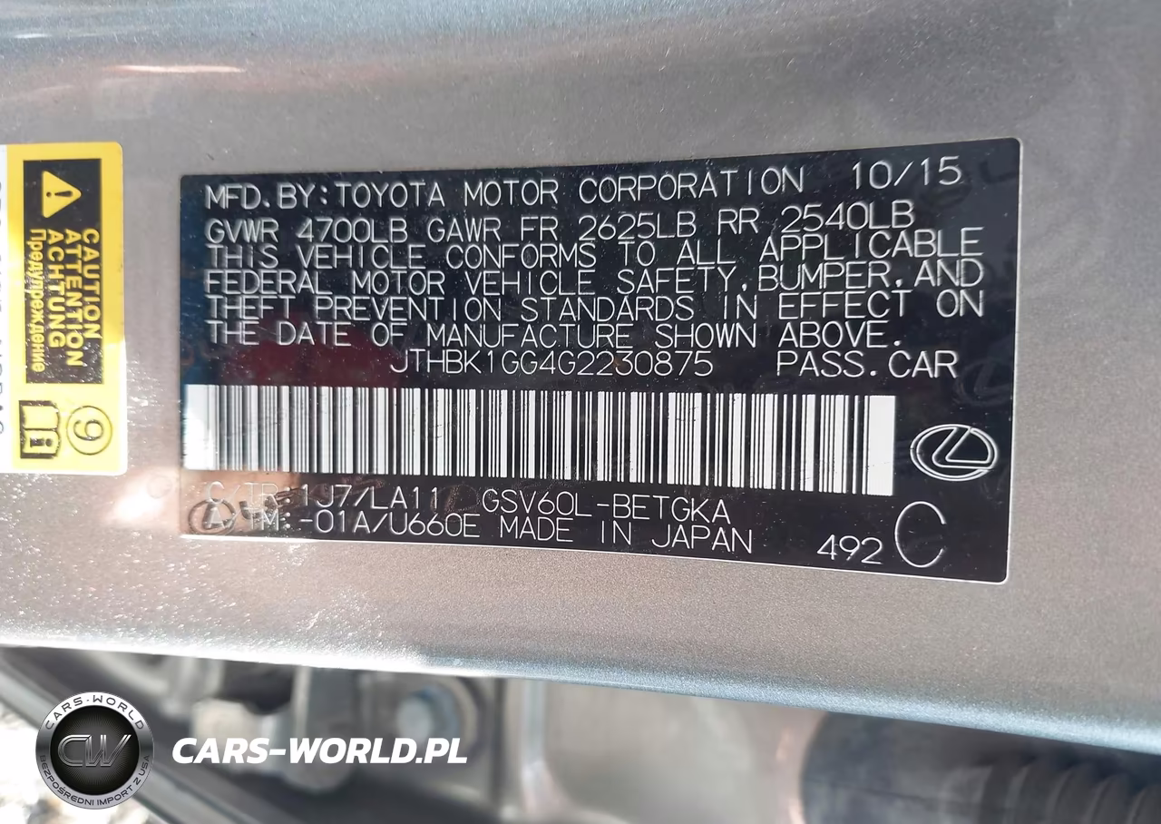 2016 Lexus Es 350 VIN:JTHBK1GG4G2230875 - 9