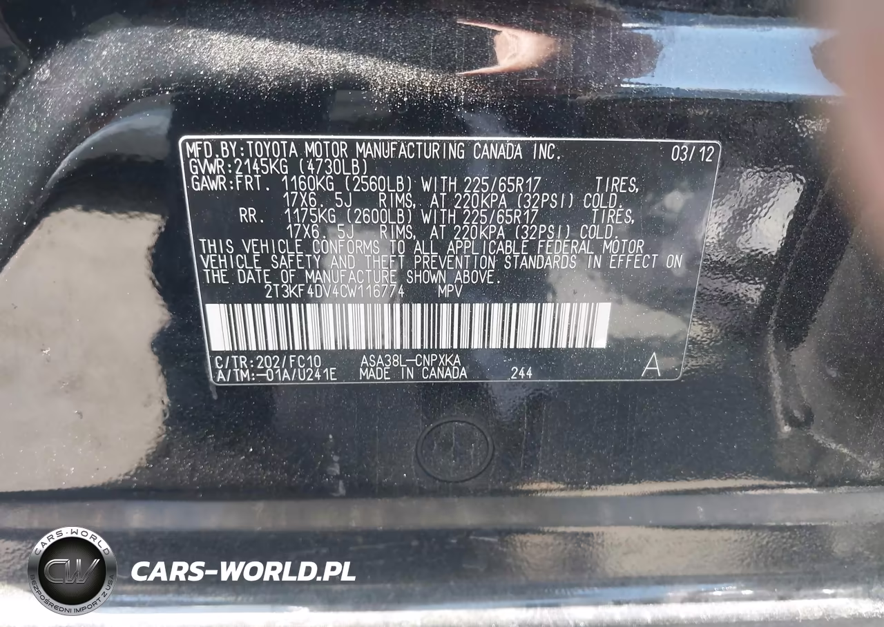 2012 Toyota Rav4 VIN:2T3KF4DV4CW116774 - 9