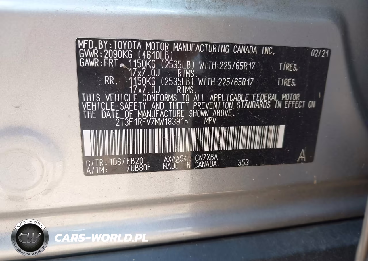 2021 Toyota Rav4 Le VIN:2T3F1RFV7MW183915 - 9