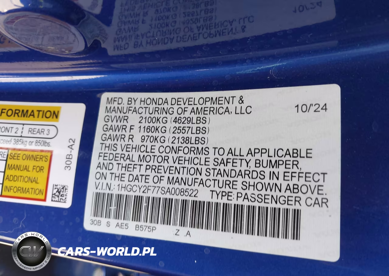 2025 Honda Accord Hybrid Sport-L VIN:1HGCY2F77SA008522 - 9