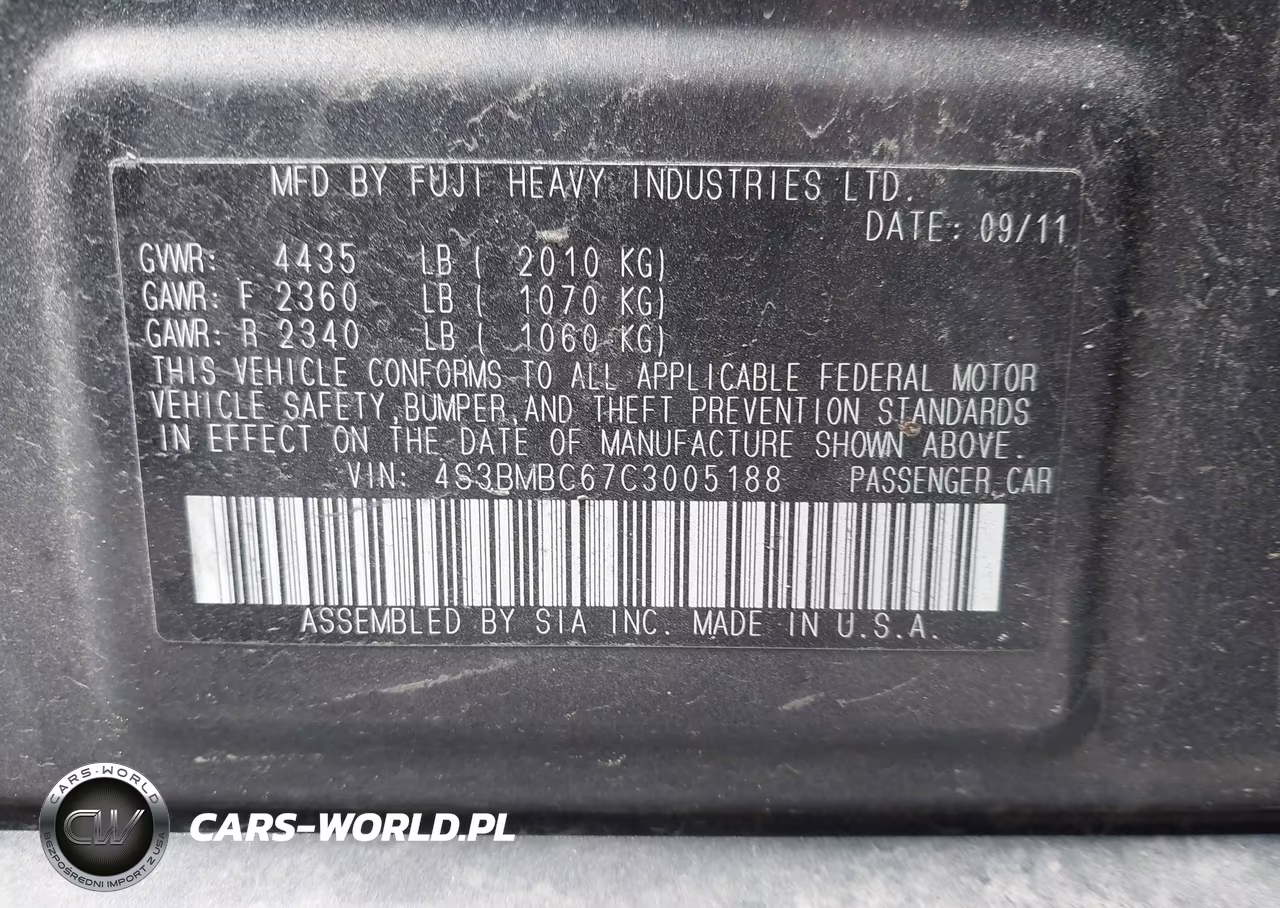 2012 Subaru Legacy 2.5I Premium VIN:4S3BMBC67C3005188 - 9