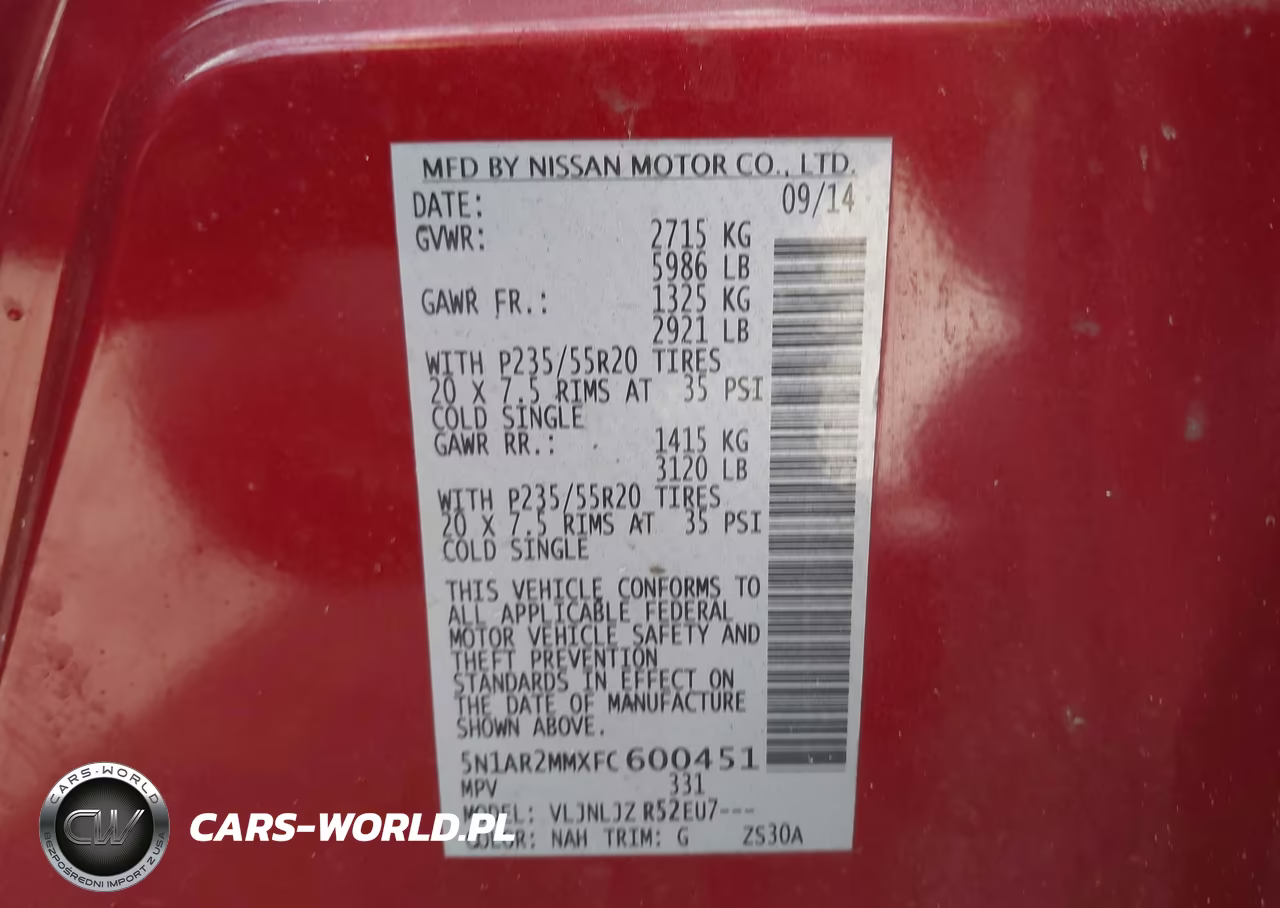 2015 Nissan Pathfinder Platinum VIN:5N1AR2MMXFC600451 - 9