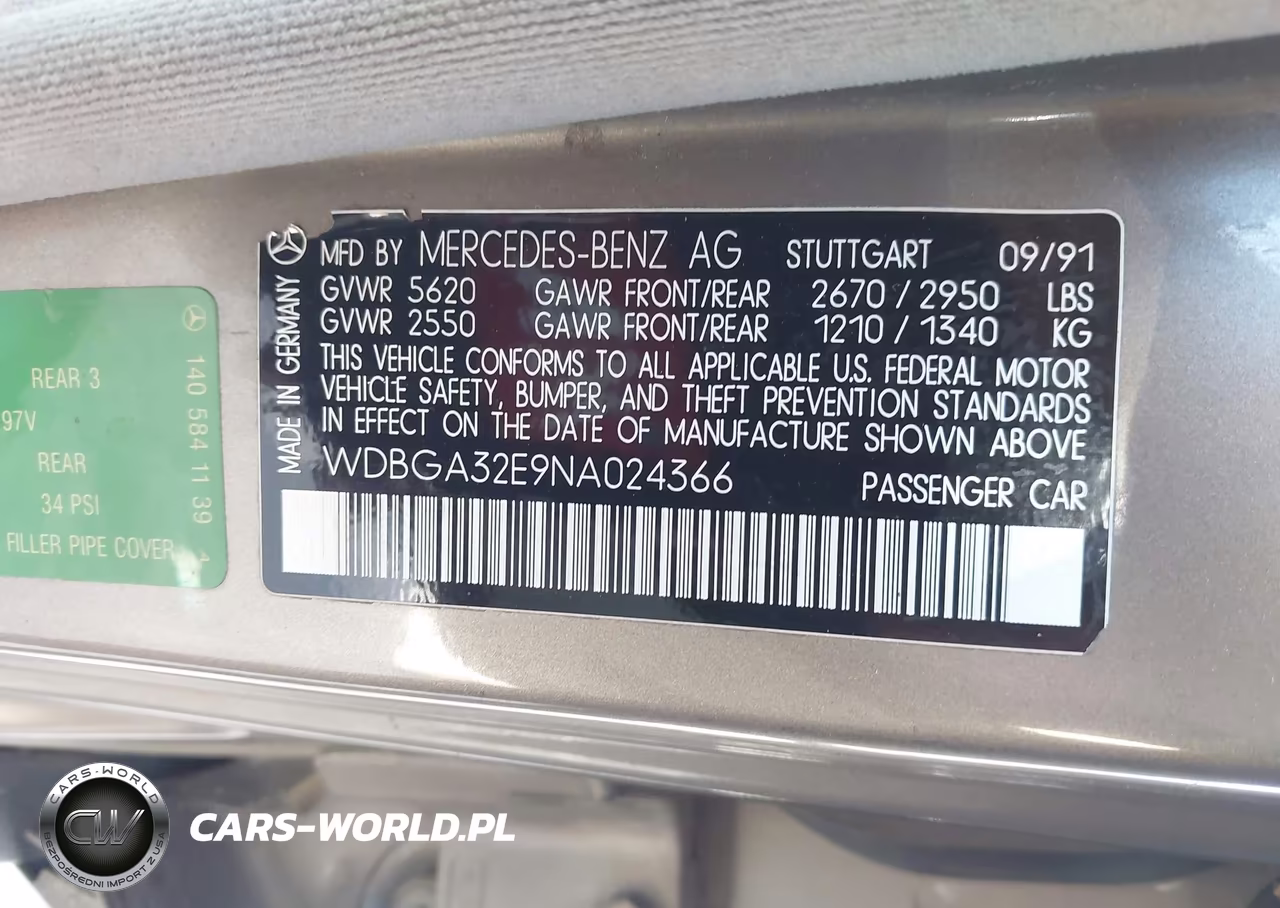1992 Mercedes-Benz 300 Se VIN:WDBGA32E9NA024366 - 9