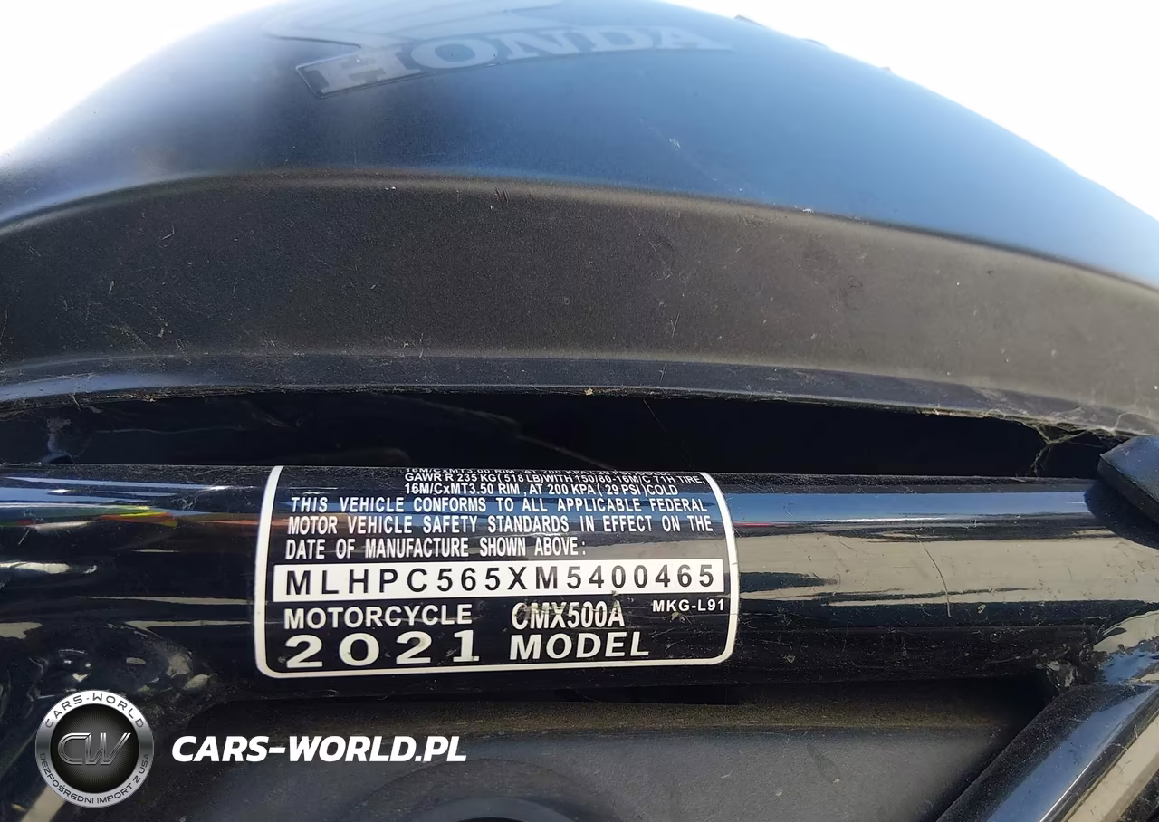 2021 Honda Cmx500 A VIN:MLHPC565XM5400465 - 10