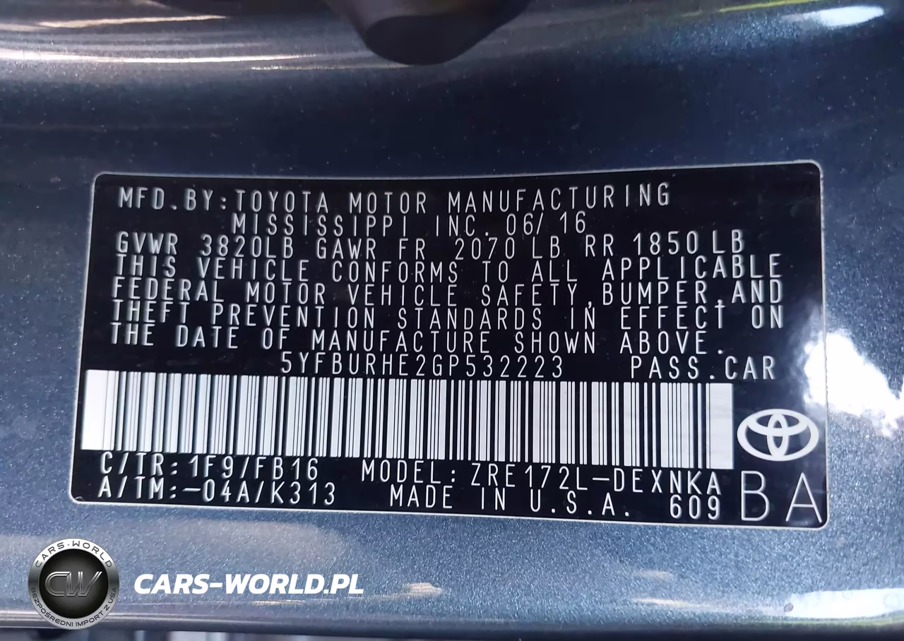 2016 Toyota Corolla Le VIN:5YFBURHE2GP532223 - 9