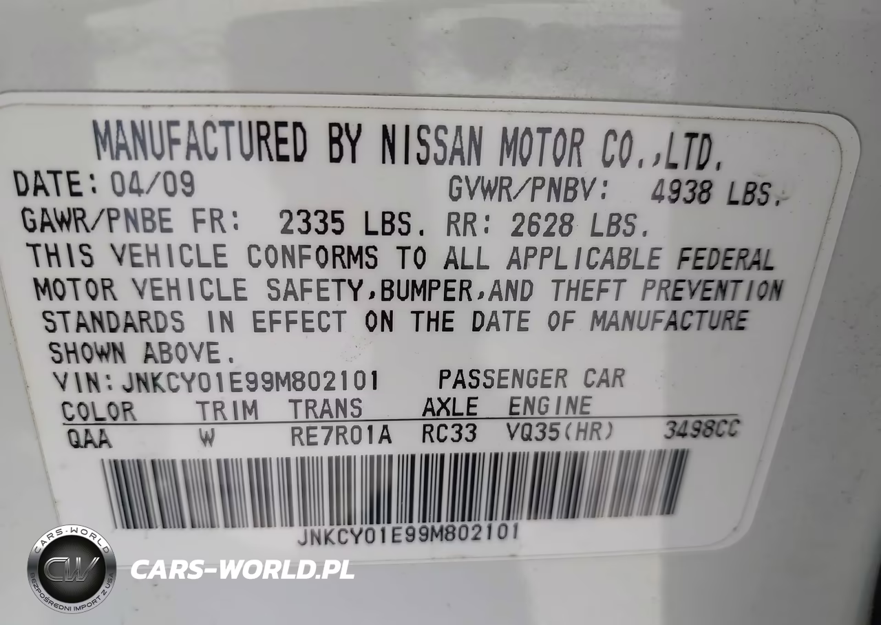 2009 Infiniti M35 VIN:JNKCY01E99M802101 - 9
