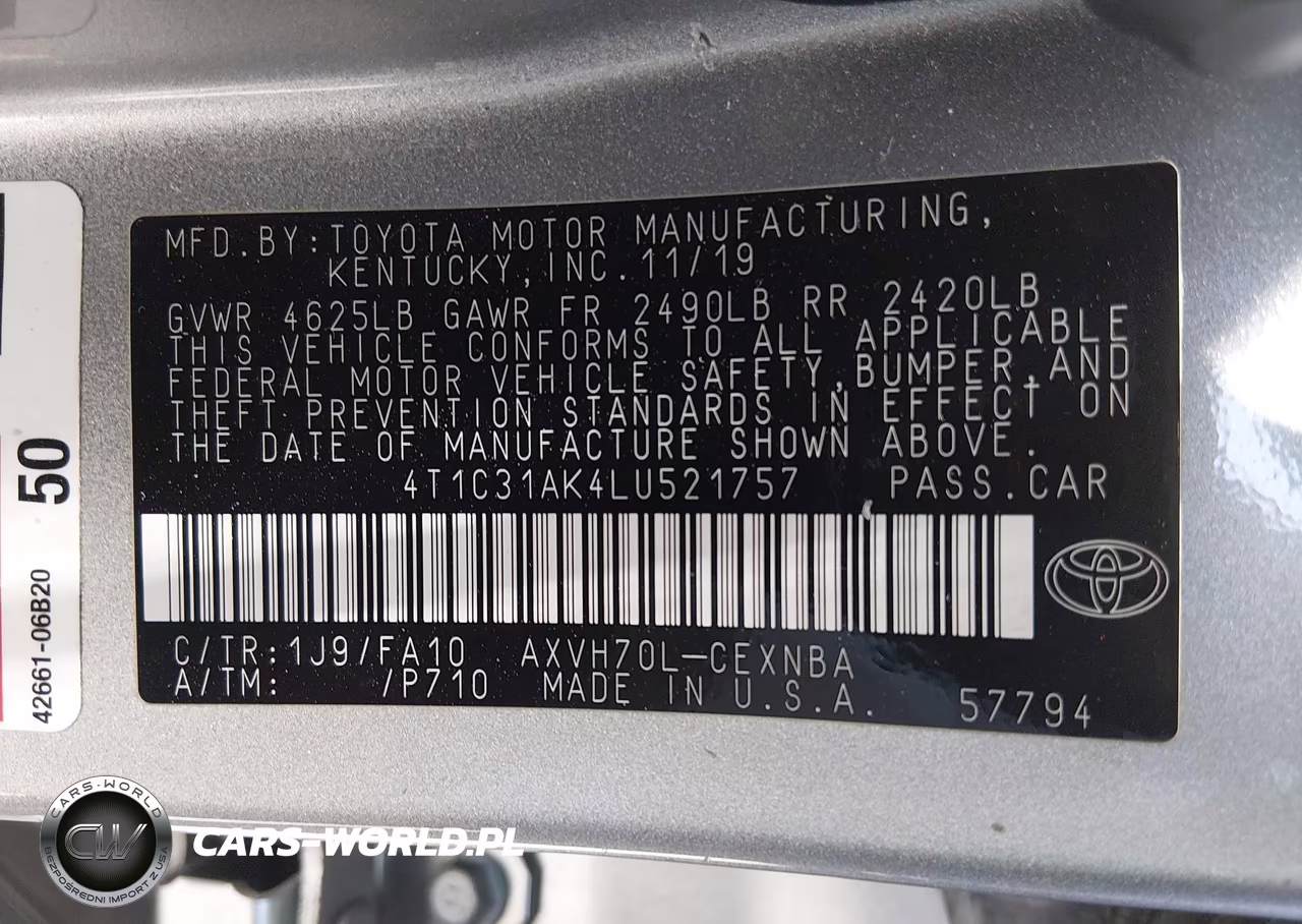 2020 Toyota Camry Le Hybrid VIN:4T1C31AK4LU521757 - 9