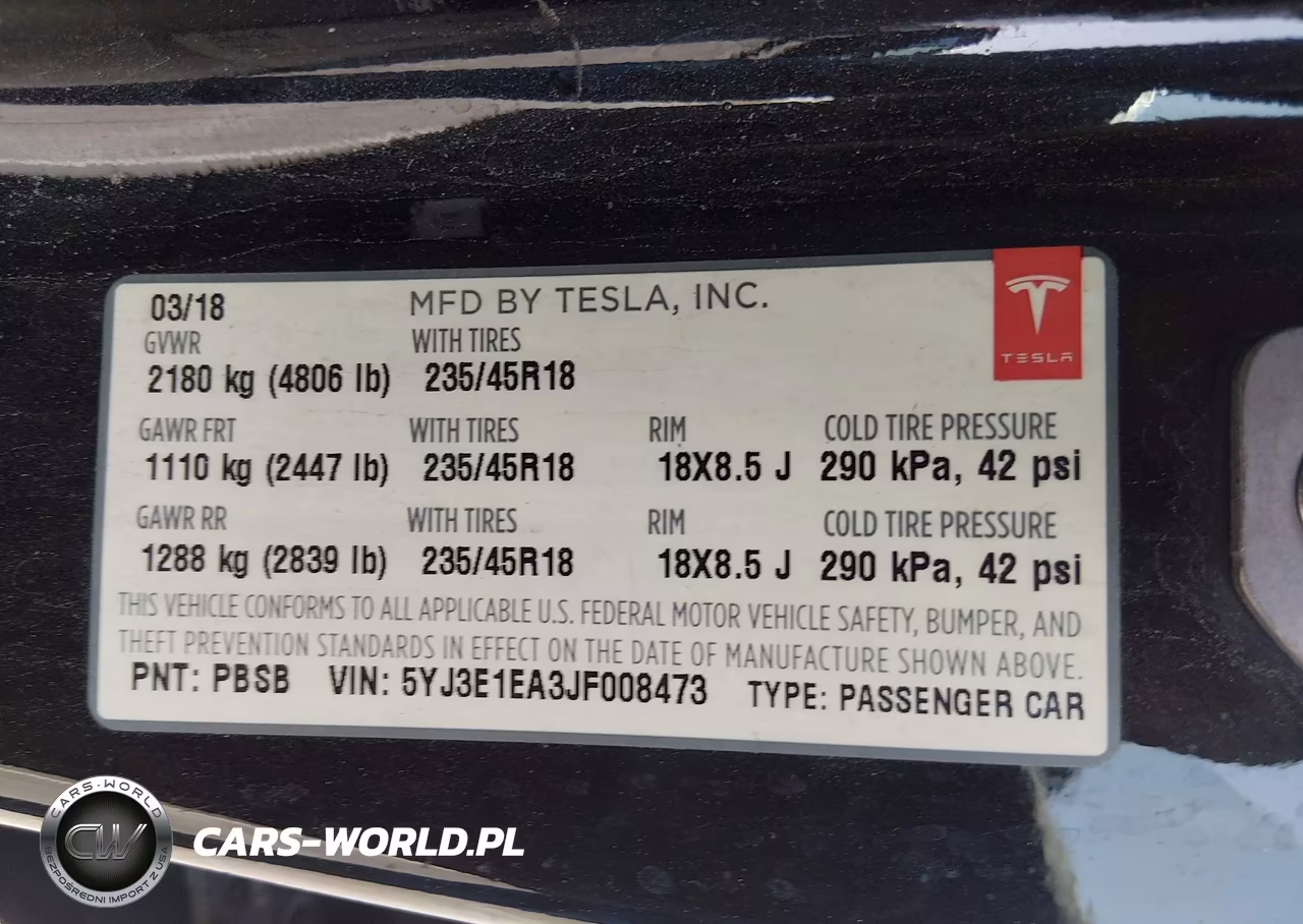 2018 Tesla Model 3 VIN:5YJ3E1EA3JF008473 - 9