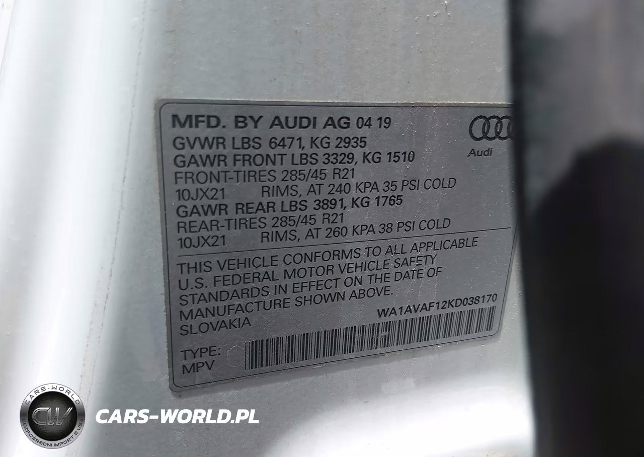 2019 Audi Q8 Premium VIN:WA1AVAF12KD038170 - 9