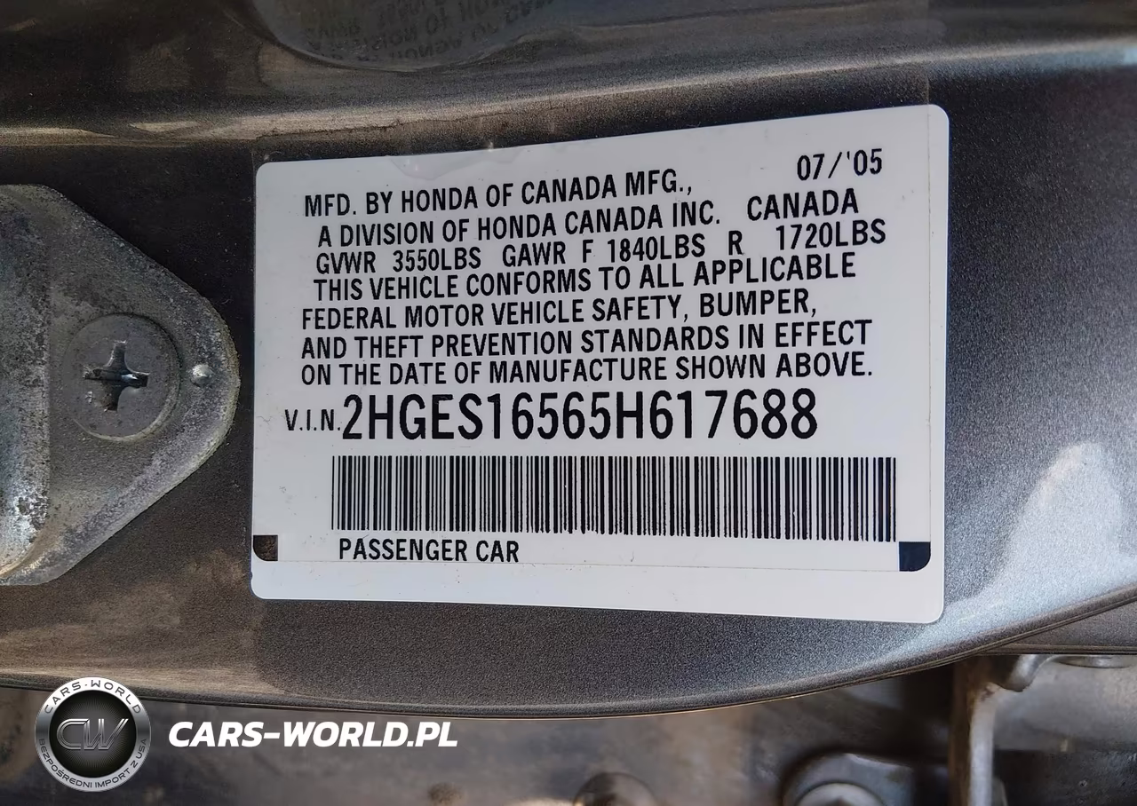 2005 Honda Civic Lx VIN:2HGES16565H617688 - 9