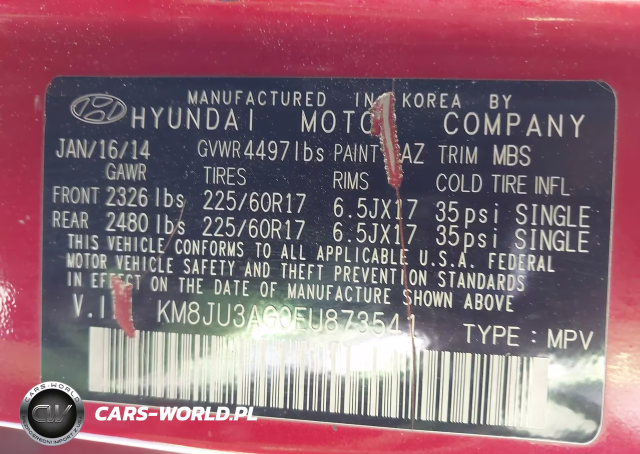 2014 Hyundai Tucson Se VIN:KM8JU3AG0EU873541 - 9