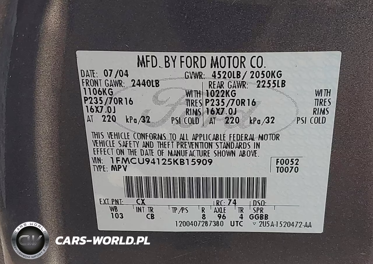 2005 Ford Escape Limited VIN:1FMCU94125KB15909 - 9