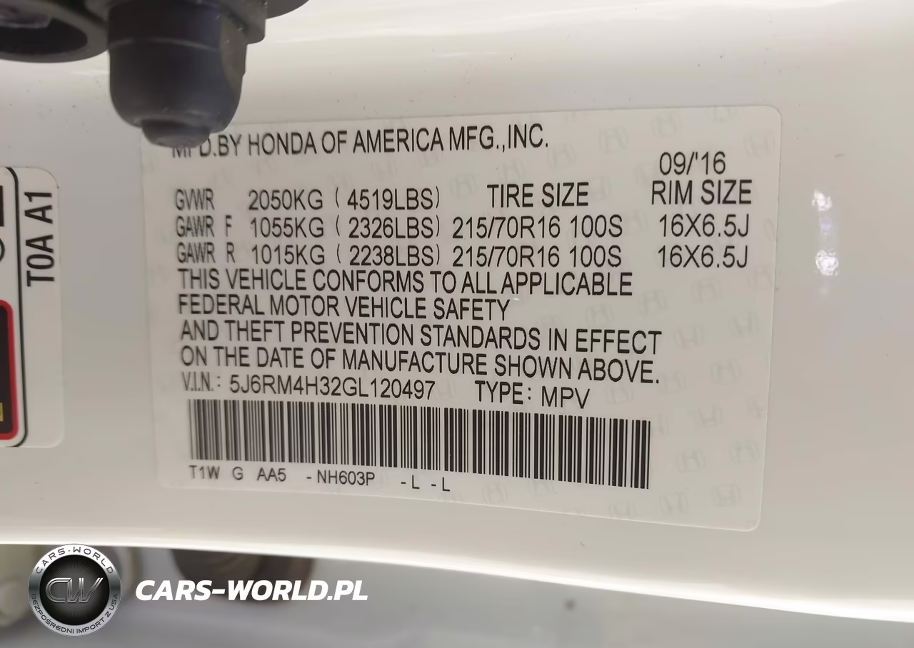 2016 Honda Cr-V Lx VIN:5J6RM4H32GL120497 - 9