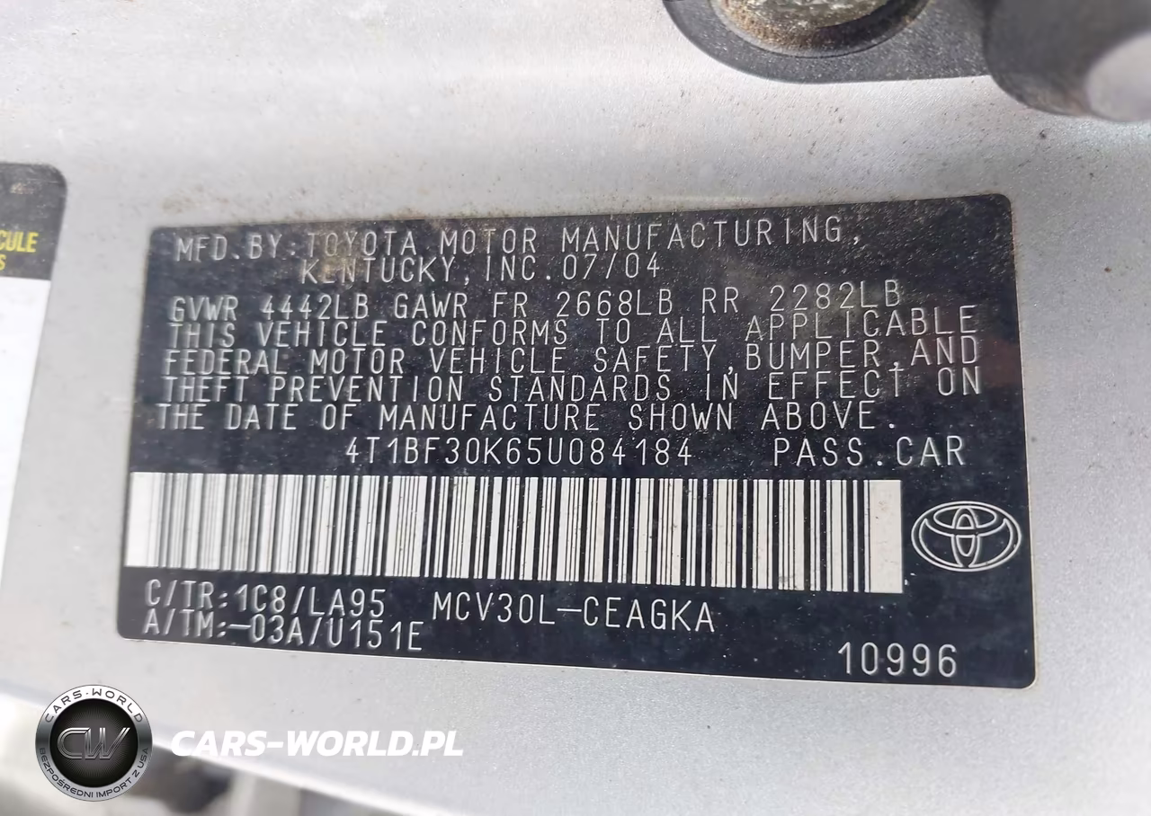 2005 Toyota Camry Xle V6 VIN:4T1BF30K65U084184 - 9