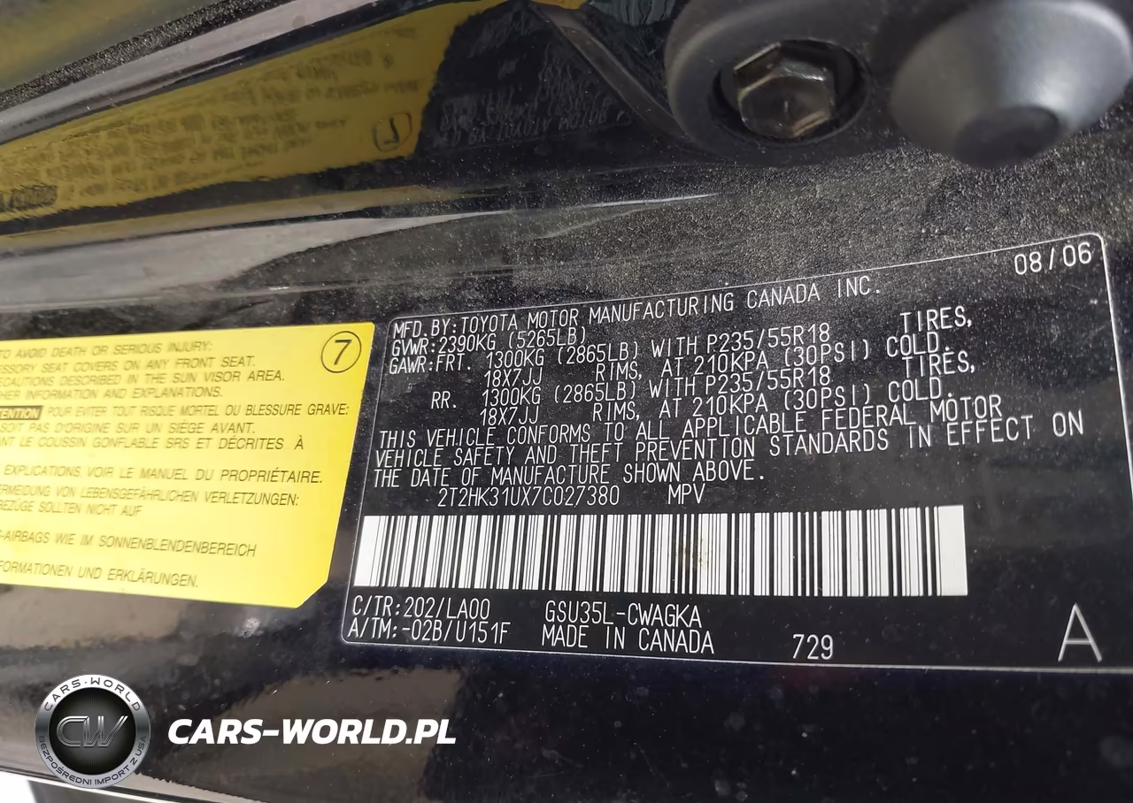 2007 Lexus Rx 350 VIN:2T2HK31UX7C027380 - 9