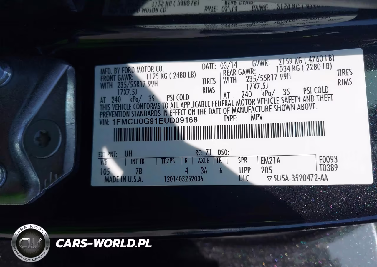 2014 Ford Escape Se VIN:1FMCU0G91EUD09168 - 9