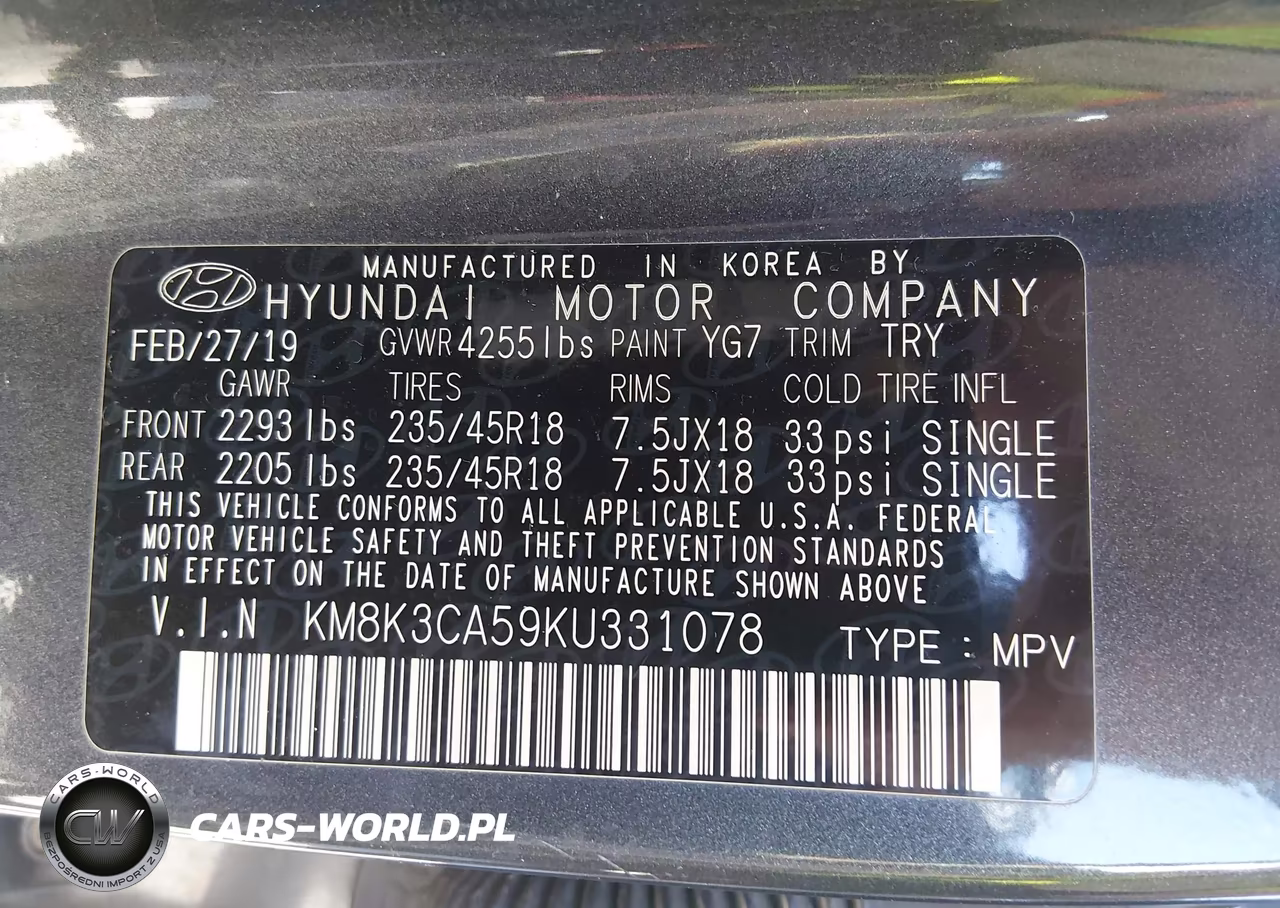 2019 Hyundai Kona Limited VIN:KM8K3CA59KU331078 - 9