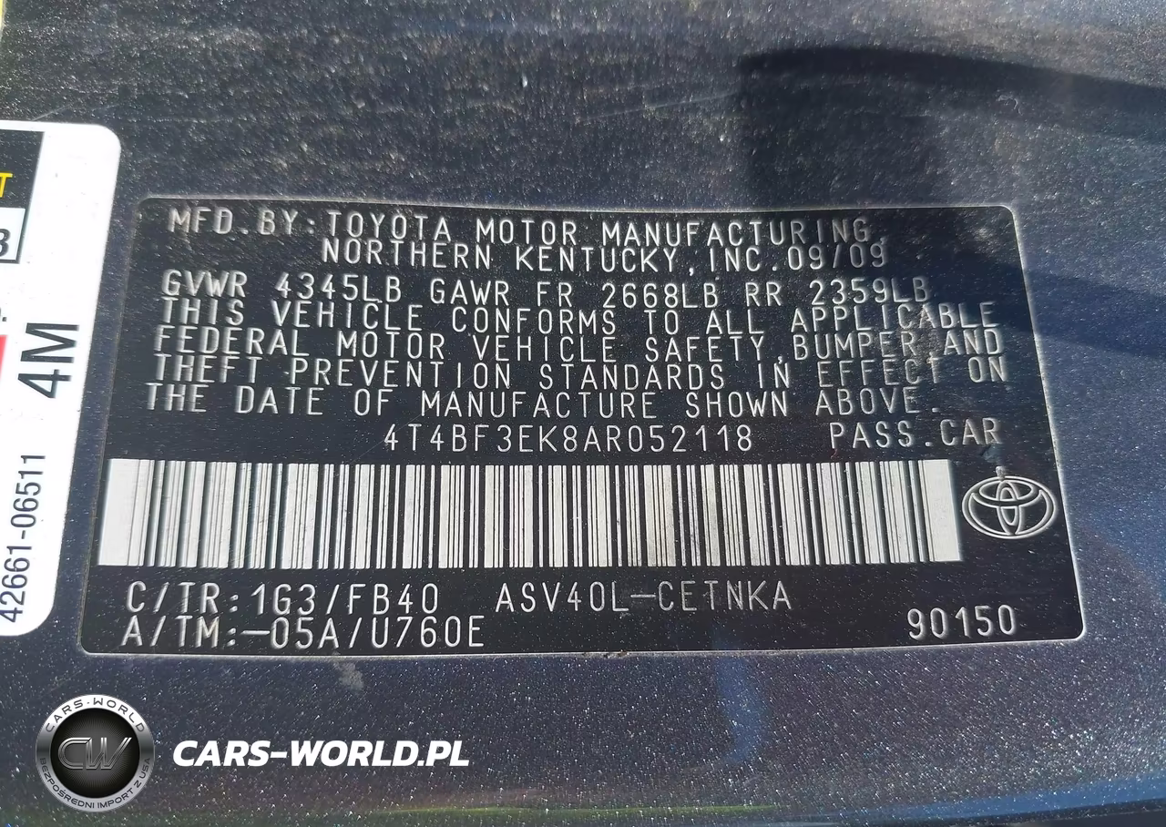 2010 Toyota Camry Le VIN:4T4BF3EK8AR052118 - 9