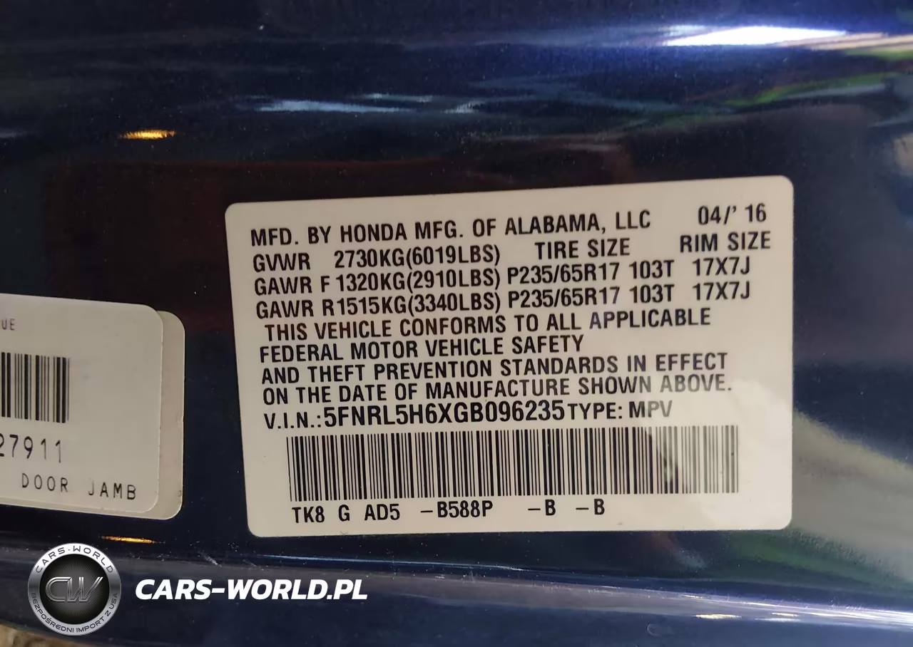 2016 Honda Odyssey Ex-L VIN:5FNRL5H6XGB096235 - 9