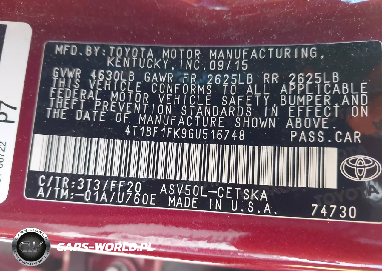 2016 Toyota Camry Se VIN:4T1BF1FK9GU516748 - 9