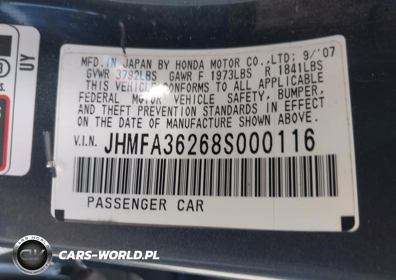 2008 Honda Civic Hybrid VIN:JHMFA36268S000116 - 9