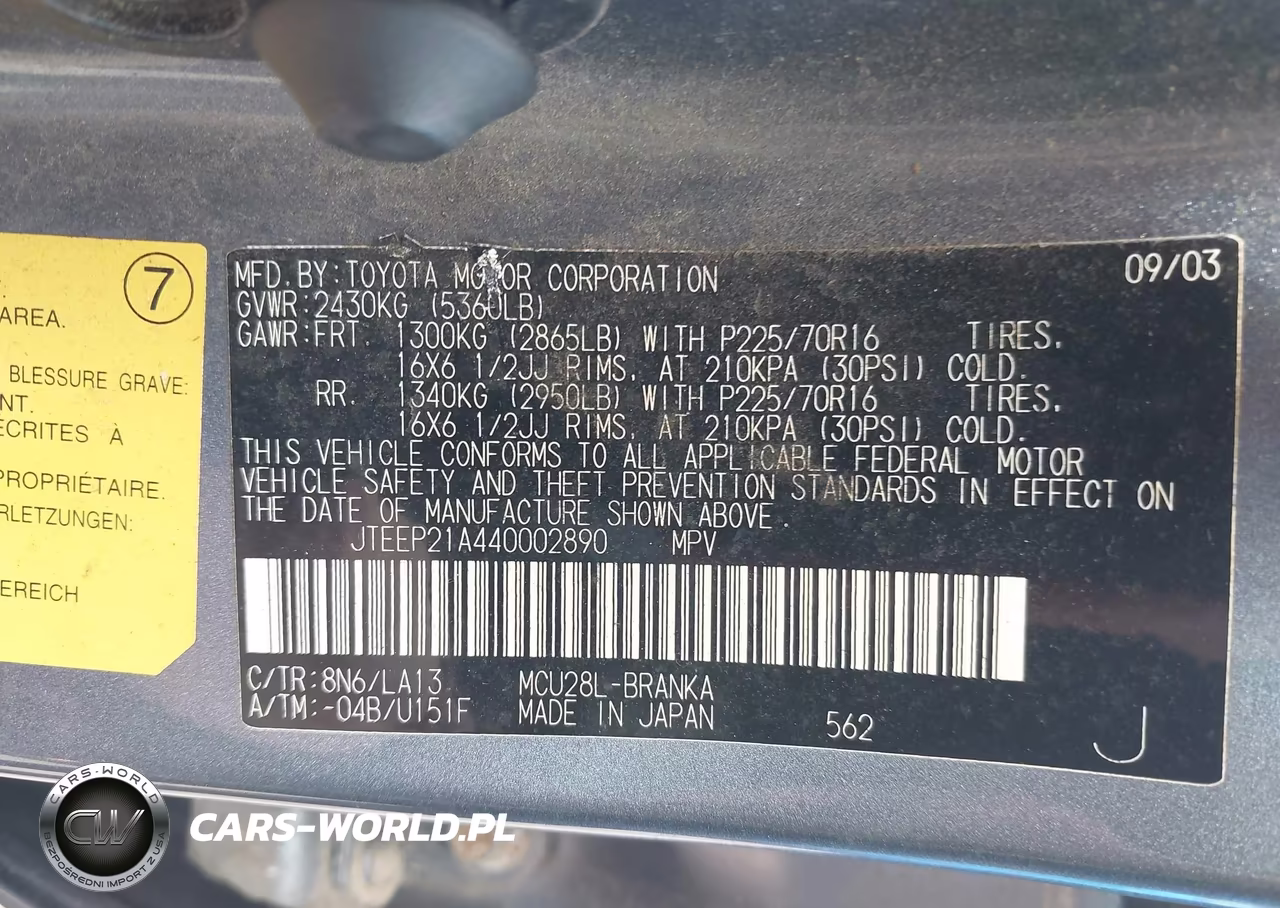 2004 Toyota Highlander V6 VIN:JTEEP21A440002890 - 9