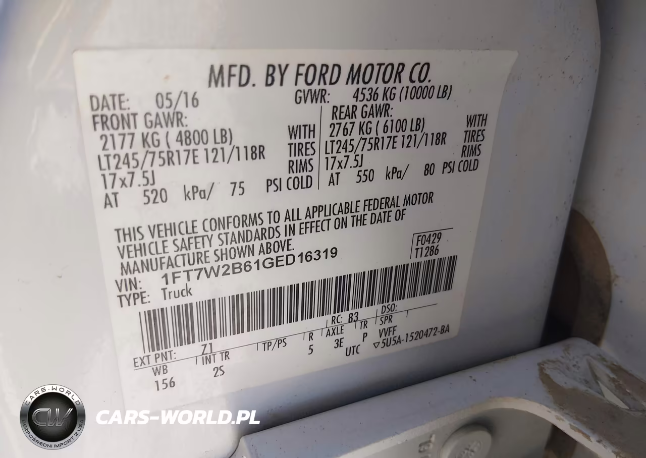 2016 Ford F-250 Xl VIN:1FT7W2B61GED16319 - 9