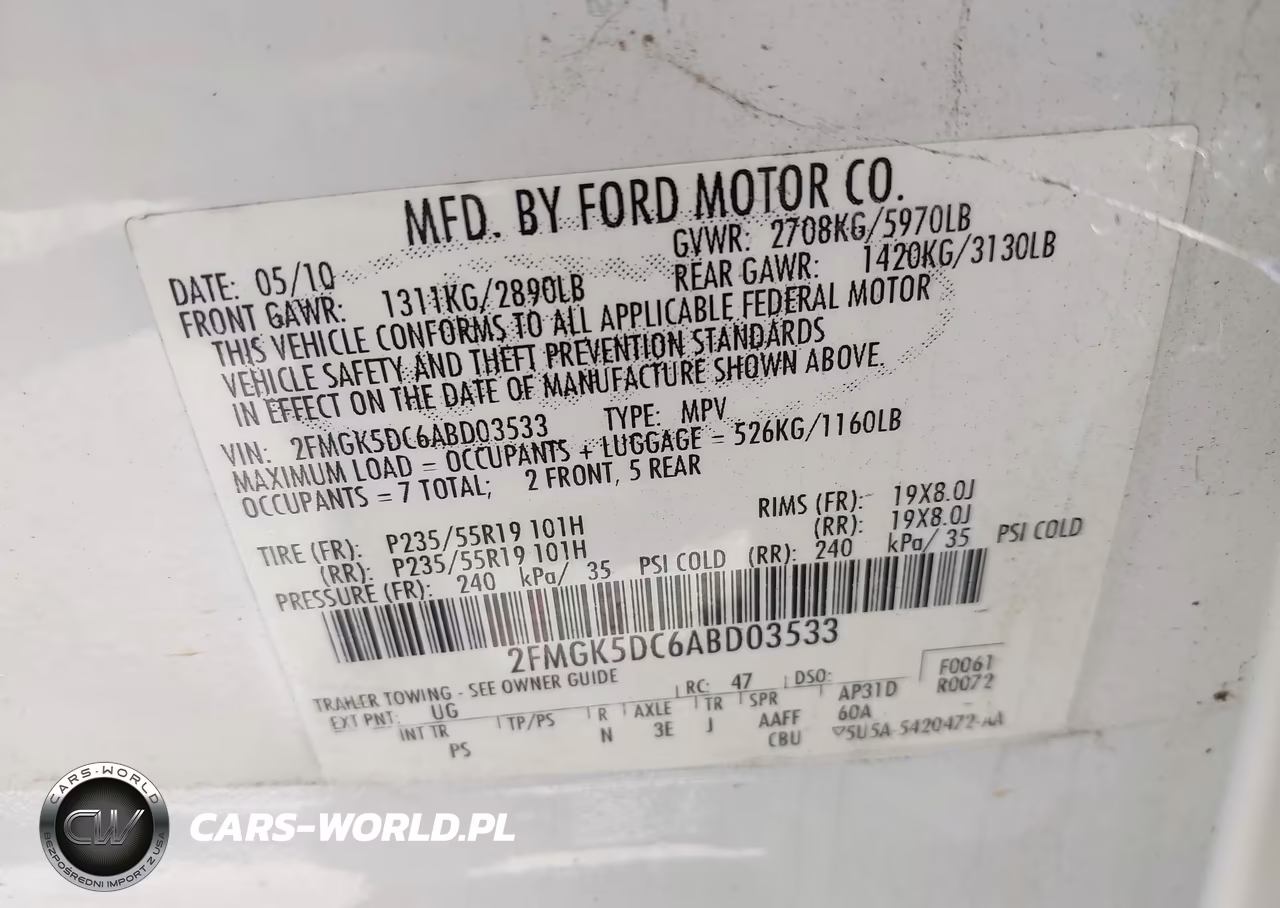 2010 Ford Flex Limited VIN:2FMGK5DC6ABD03533 - 9