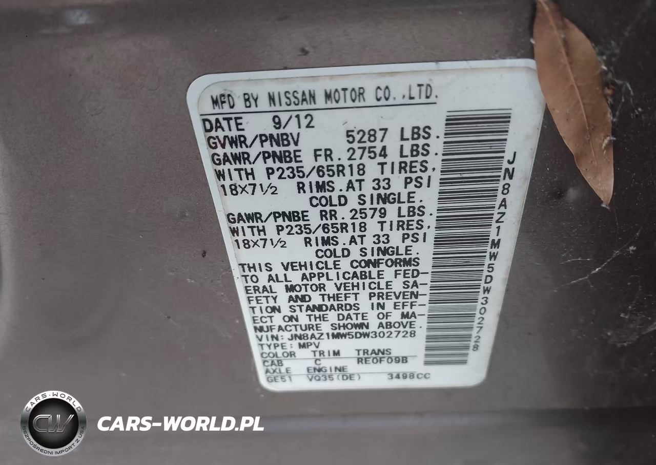 2013 Nissan Murano Sv VIN:JN8AZ1MW5DW302728 - 9